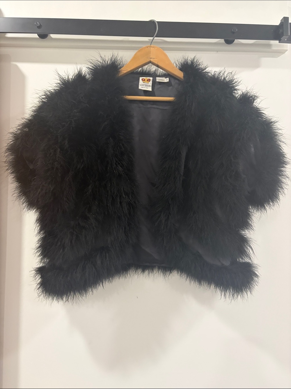 100% Silk and Black Marabu Feather Bolero Wrap by Mary Green